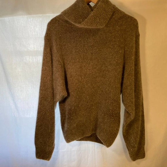 Design Group Sweater Silk Angora Rabbit Hair Lambs Wool Blend Gray Turtle Neck - Picture 1 of 7